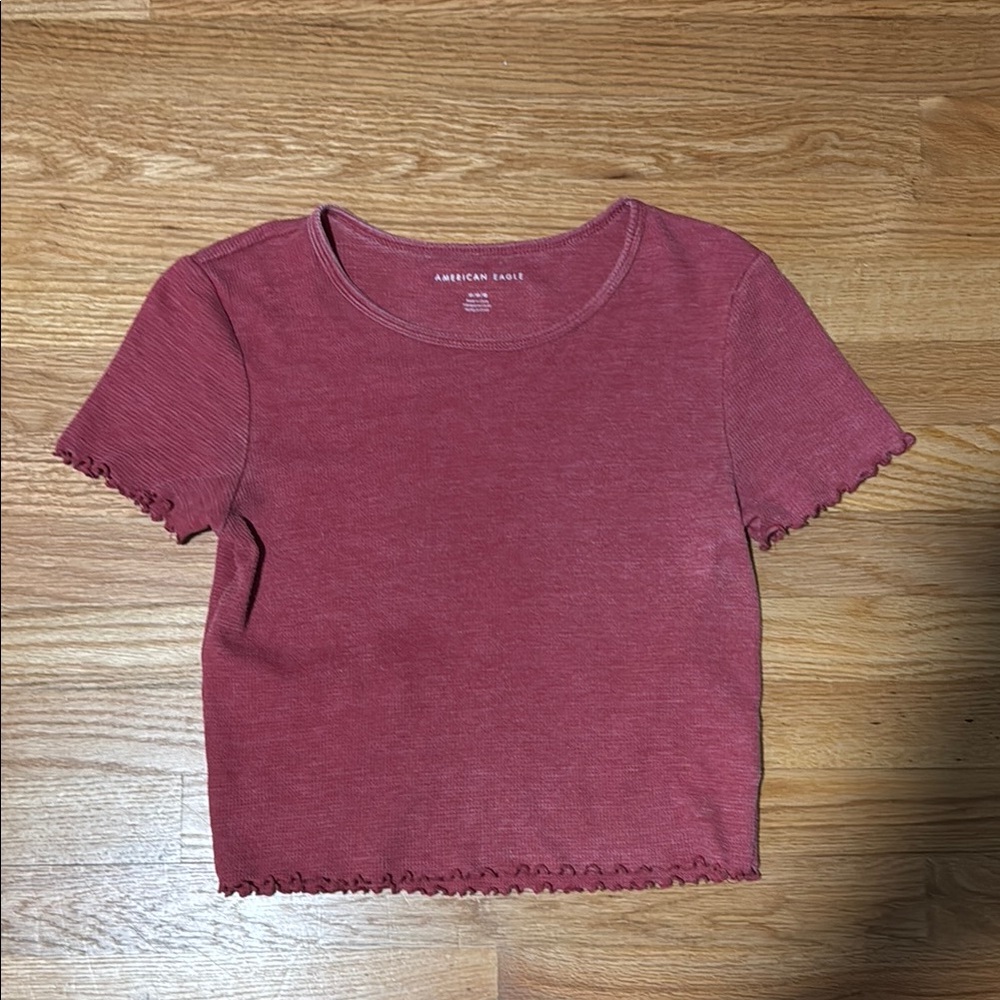 American Eagle Outfitters Women's Red Cropped Top